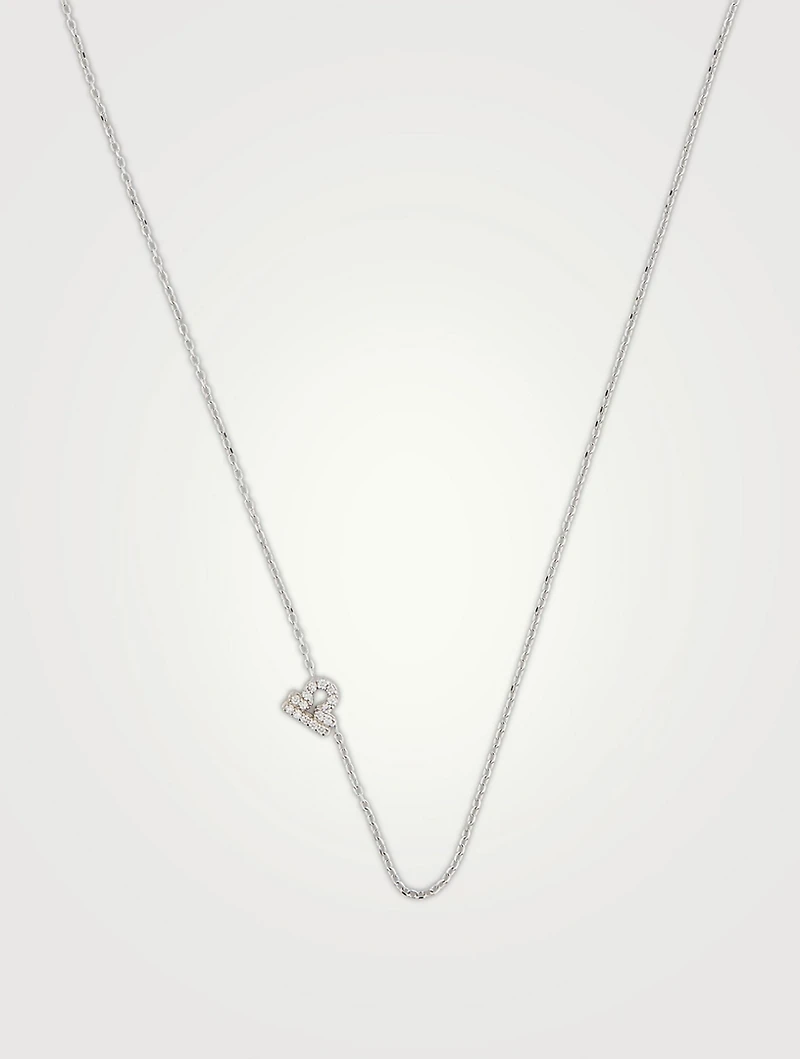 Love Letter 14K White Gold Libra Pavé Zodiac Necklace With Diamonds