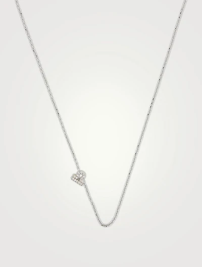Love Letter 14K White Gold Libra Pavé Zodiac Necklace With Diamonds