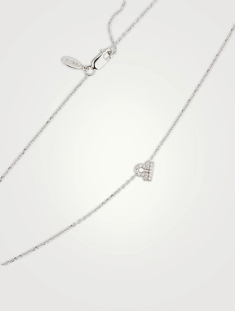 Love Letter 14K White Gold Libra Pavé Zodiac Necklace With Diamonds