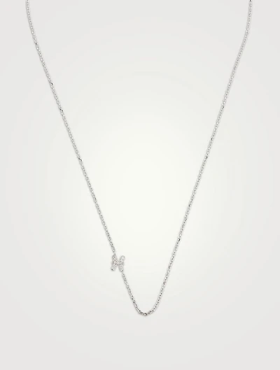 Love Letter 14K White Gold Pisces Pavé Zodiac Necklace With Diamonds