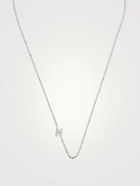 Love Letter 14K White Gold Pisces Pavé Zodiac Necklace With Diamonds