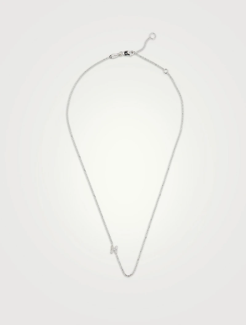 Love Letter 14K White Gold Pisces Pavé Zodiac Necklace With Diamonds