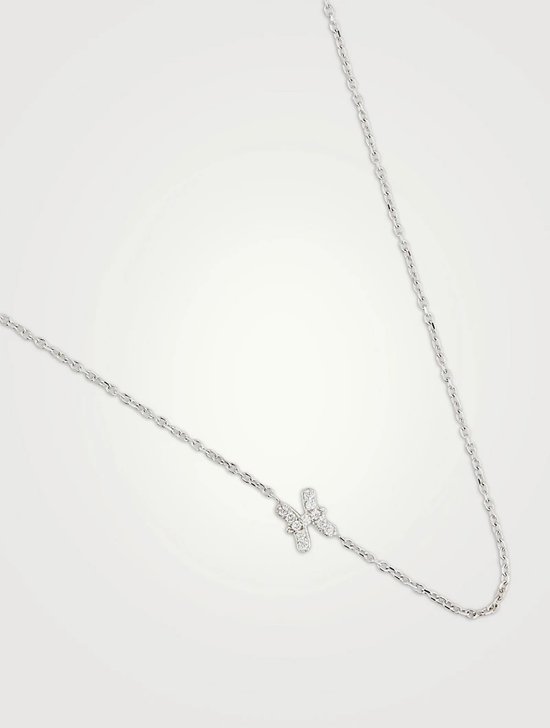 Love Letter 14K White Gold Pisces Pavé Zodiac Necklace With Diamonds