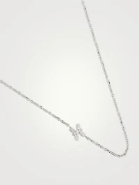 Love Letter 14K White Gold Pisces Pavé Zodiac Necklace With Diamonds