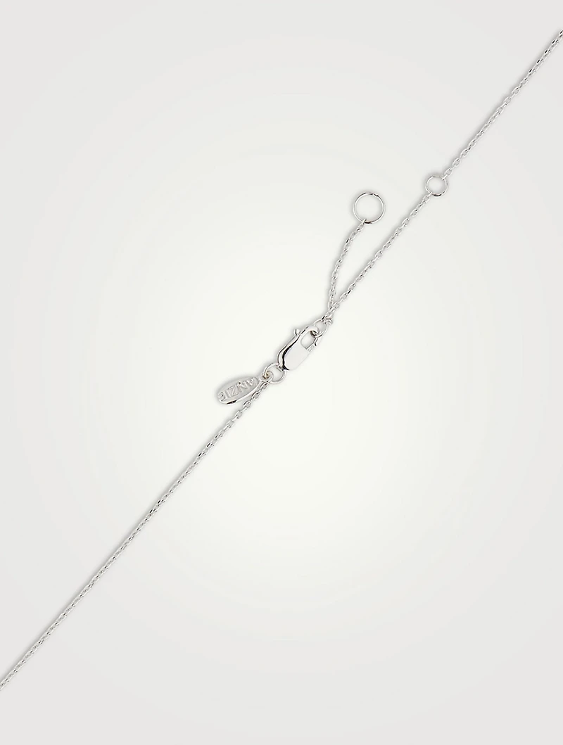 Love Letter 14K White Gold Pisces Pavé Zodiac Necklace With Diamonds