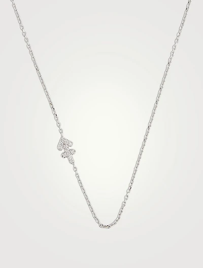 Love Letter 14K White Gold Sagittarius Pavé Zodiac Necklace With Diamonds