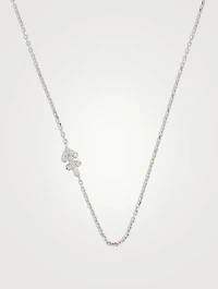 Love Letter 14K White Gold Sagittarius Pavé Zodiac Necklace With Diamonds
