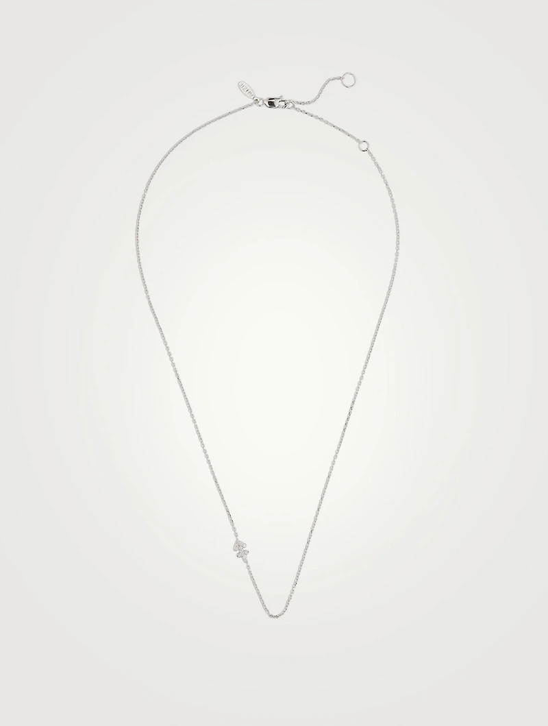 Love Letter 14K White Gold Sagittarius Pavé Zodiac Necklace With Diamonds