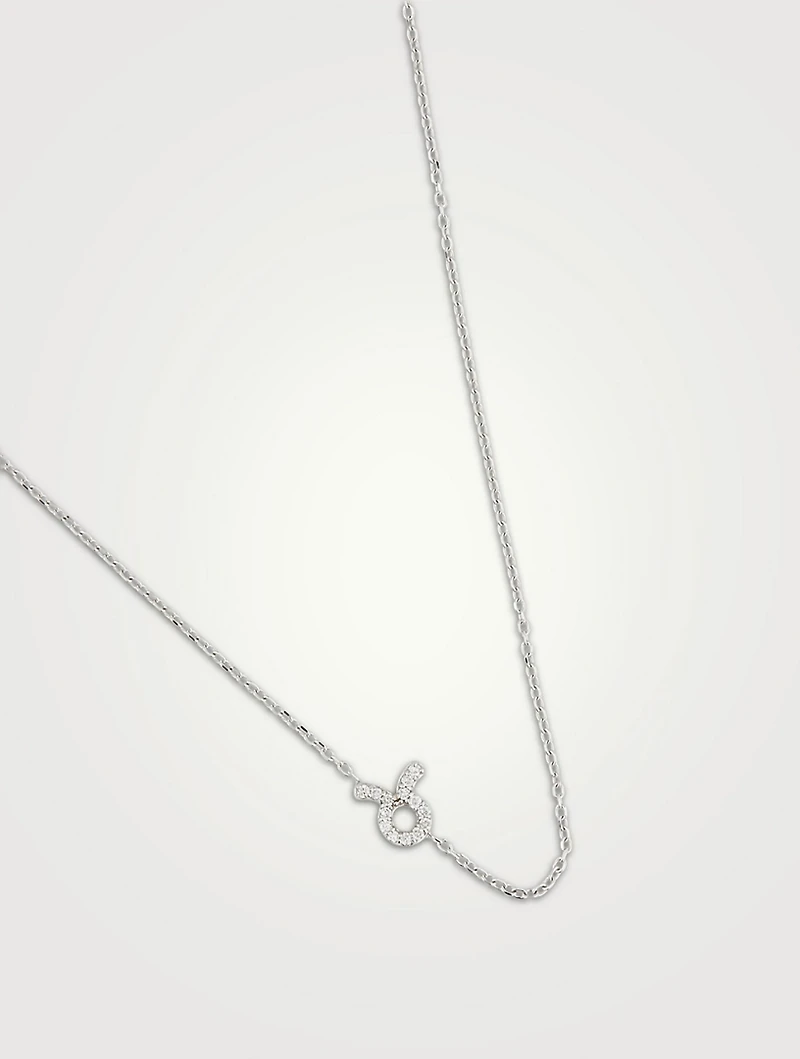 Love Letter 14K White Gold Taurus Pavé Zodiac Necklace With Diamonds