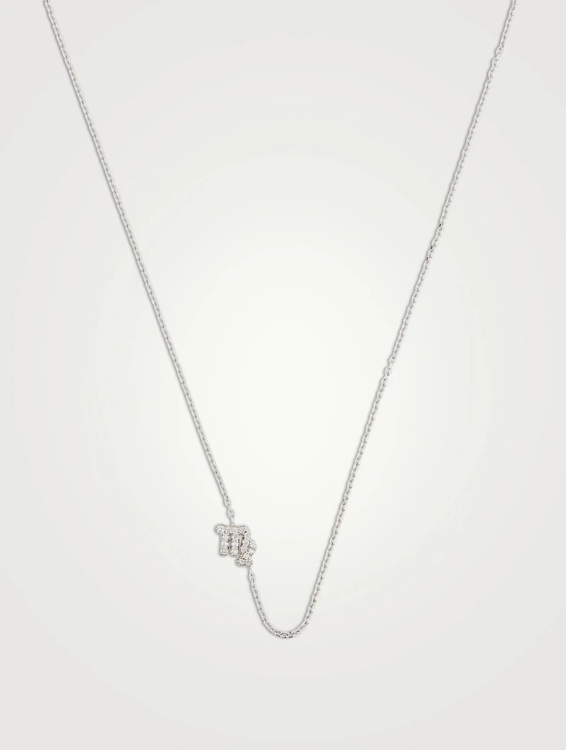Love Letter 14K White Gold Virgo Pavé Zodiac Necklace With Diamonds