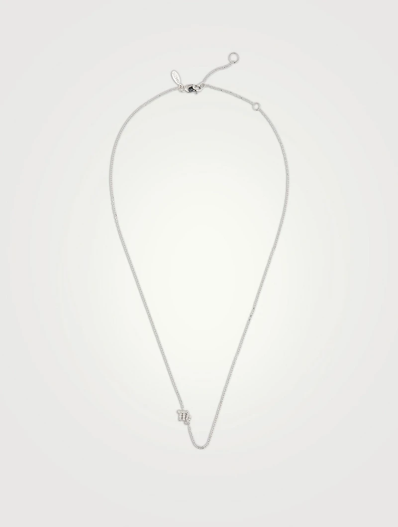 Love Letter 14K White Gold Virgo Pavé Zodiac Necklace With Diamonds