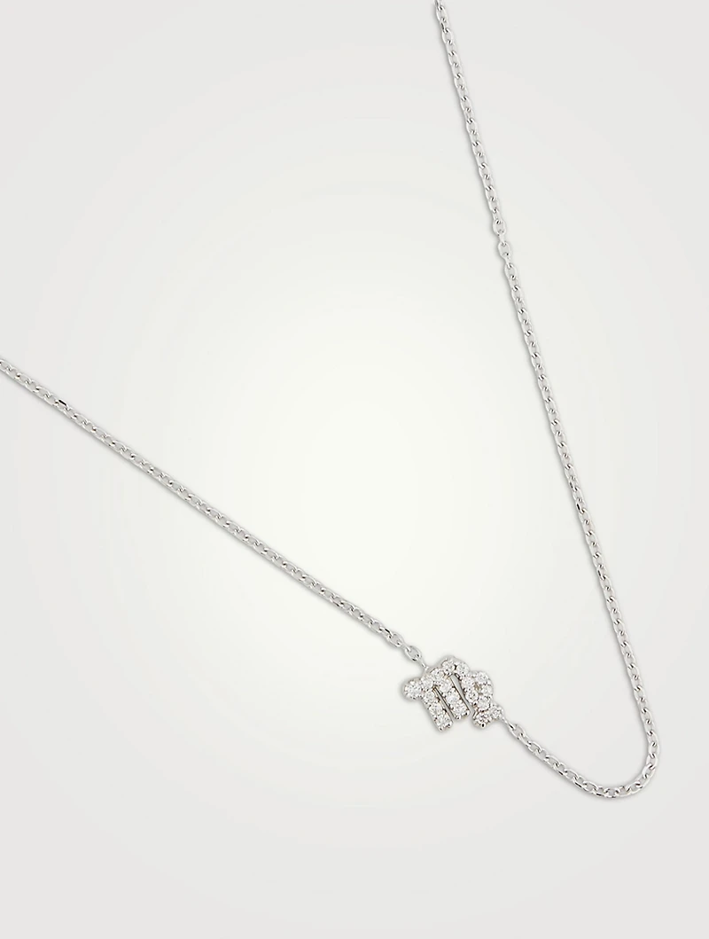 Love Letter 14K White Gold Virgo Pavé Zodiac Necklace With Diamonds