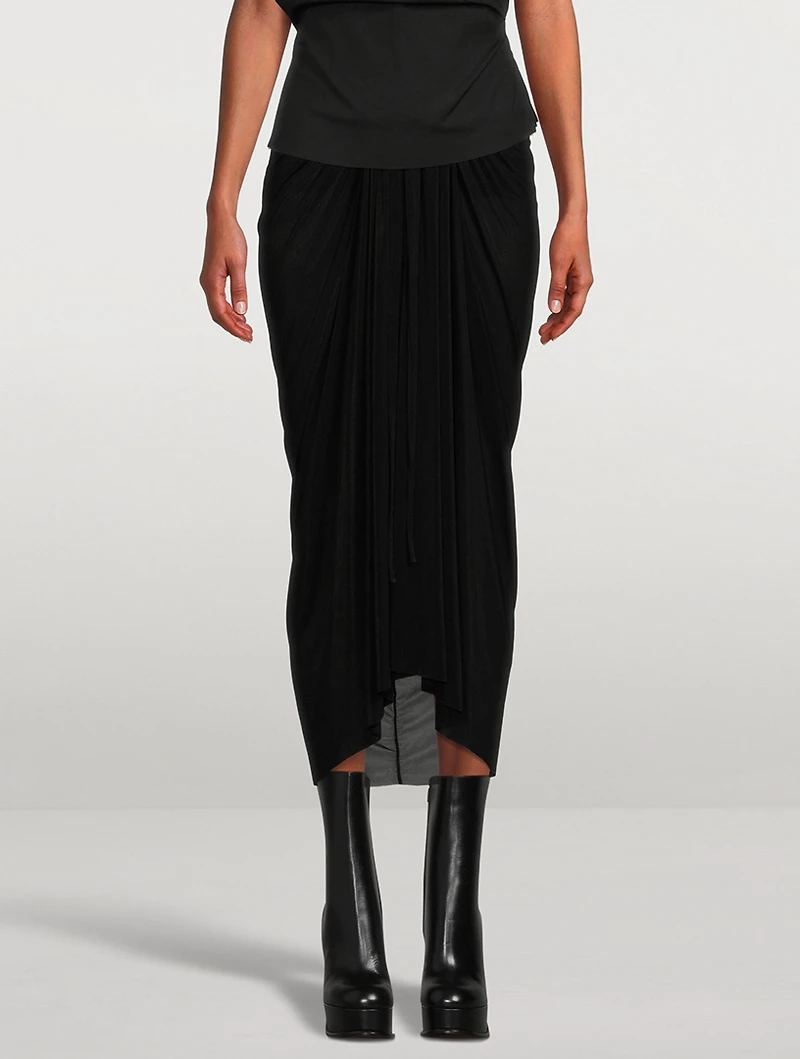 Draped Jersey Midi Skirt