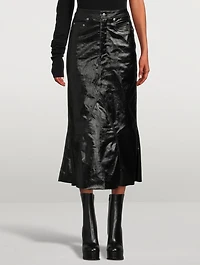 Knee Godet Denim Skirt