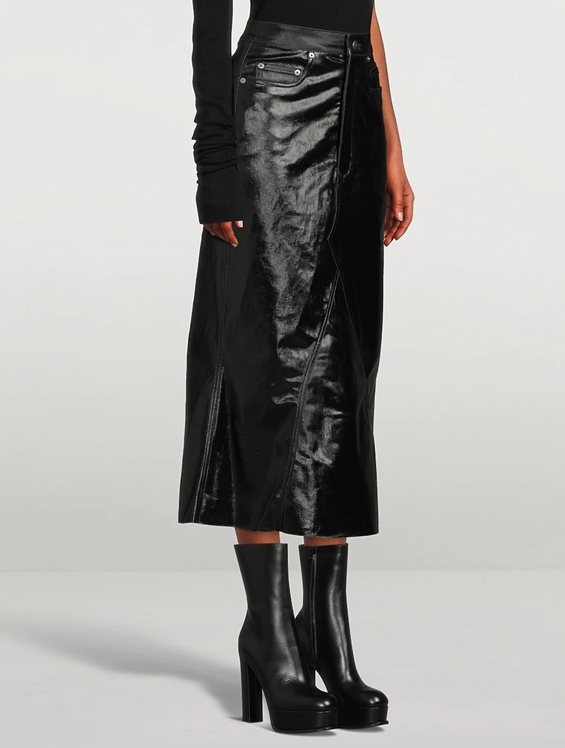 Knee Godet Denim Skirt
