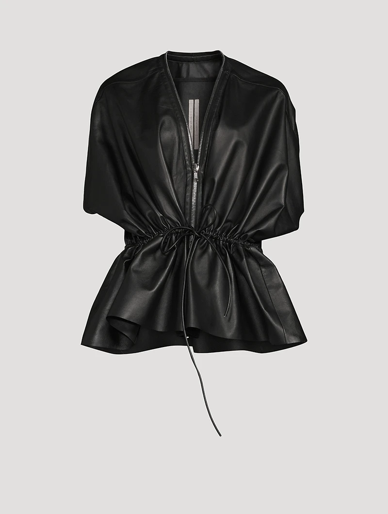 Sail Drawstring Leather Jacket
