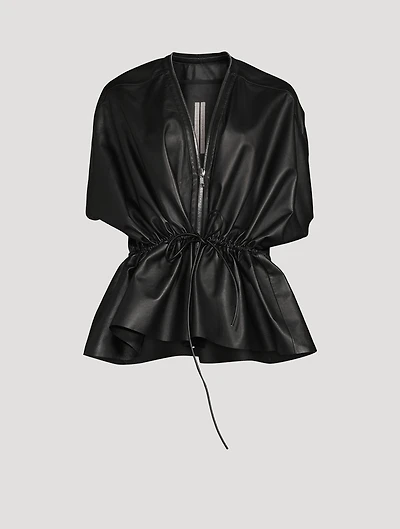 Sail Drawstring Leather Jacket