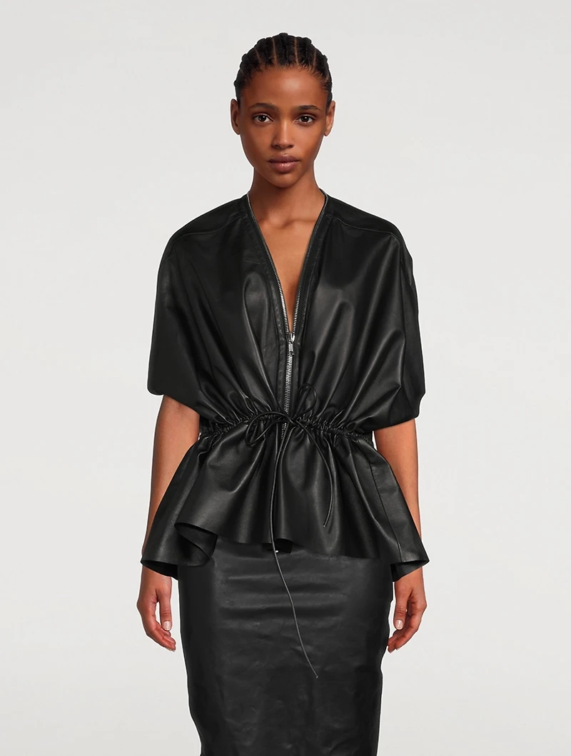 Sail Drawstring Leather Jacket