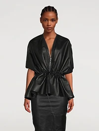 Sail Drawstring Leather Jacket