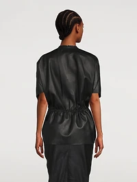 Sail Drawstring Leather Jacket