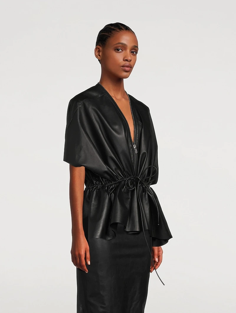 Sail Drawstring Leather Jacket