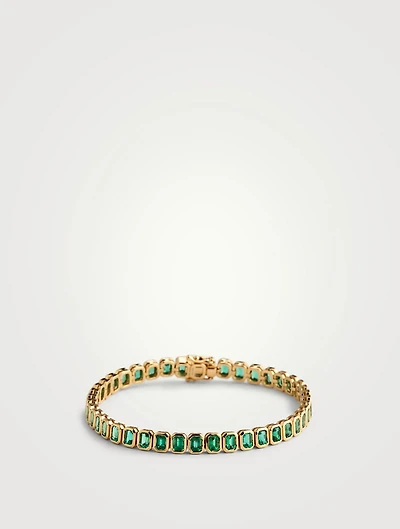 18K Gold Bezeled Emerald Bracelet