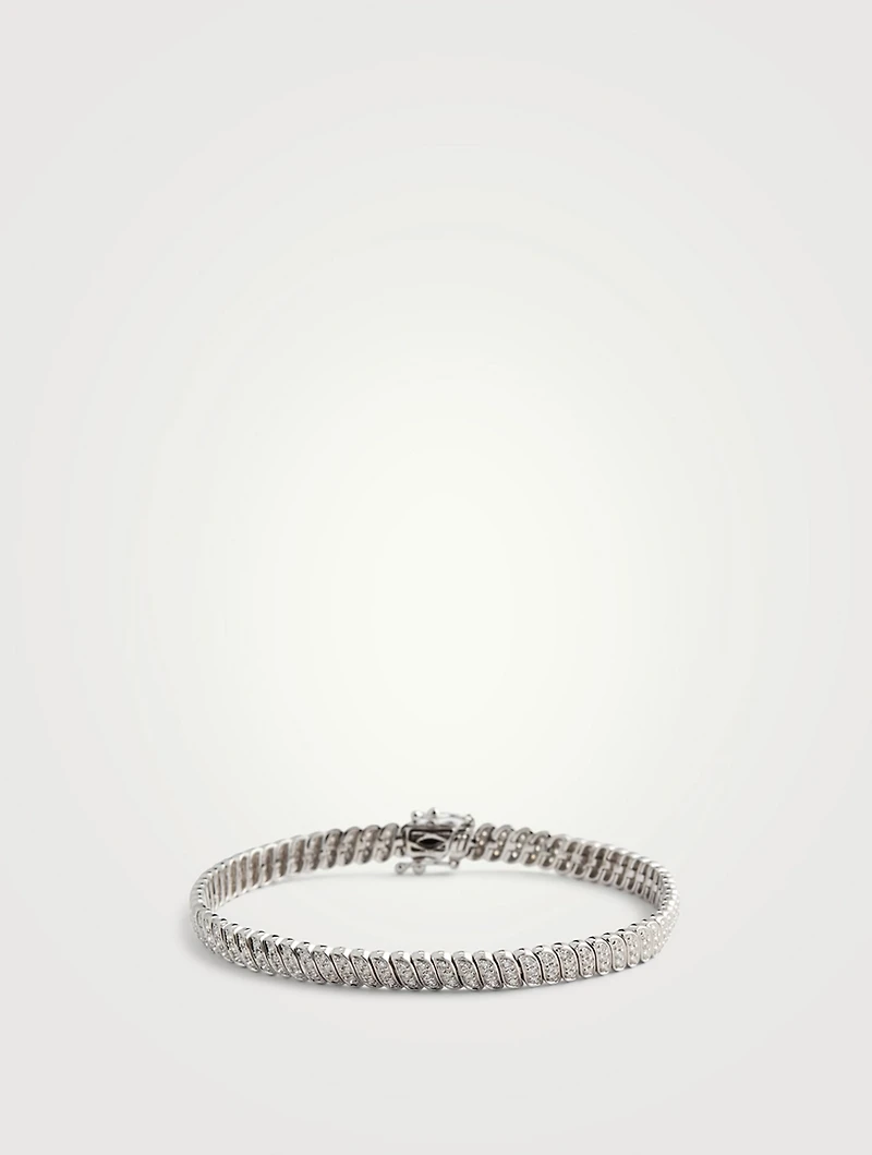Zoe 18K White Gold Thin Bracelet With Diamonds