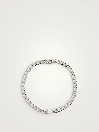 18K White Gold Chain Bracelet With Round Diamond Centre