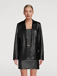 Faux Leather Blazer