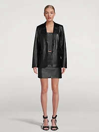 Faux Leather Blazer