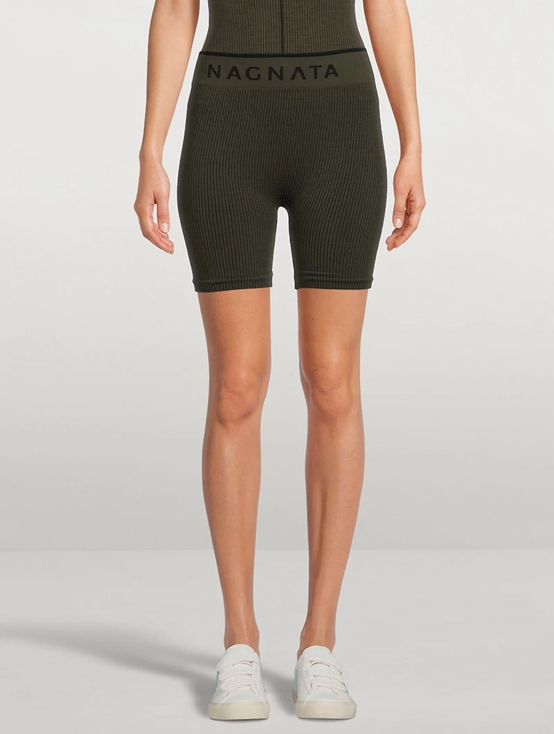 Balati Ribbed High Waisted Biker Shorts