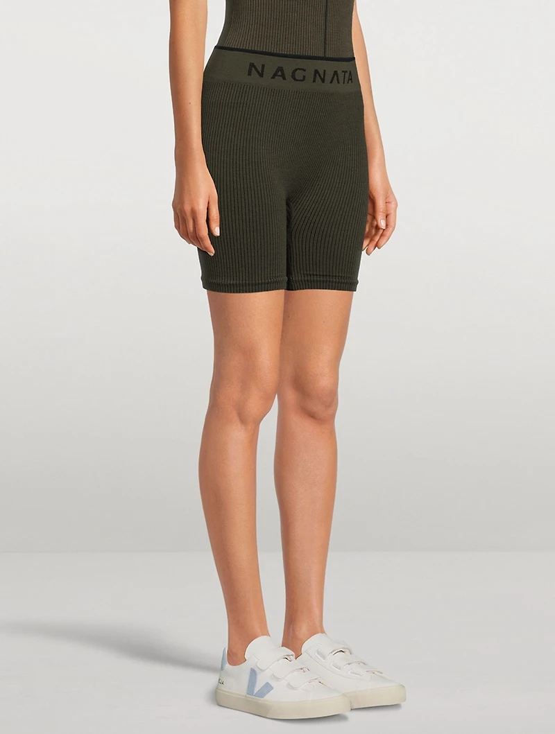 Balati Ribbed High Waisted Biker Shorts