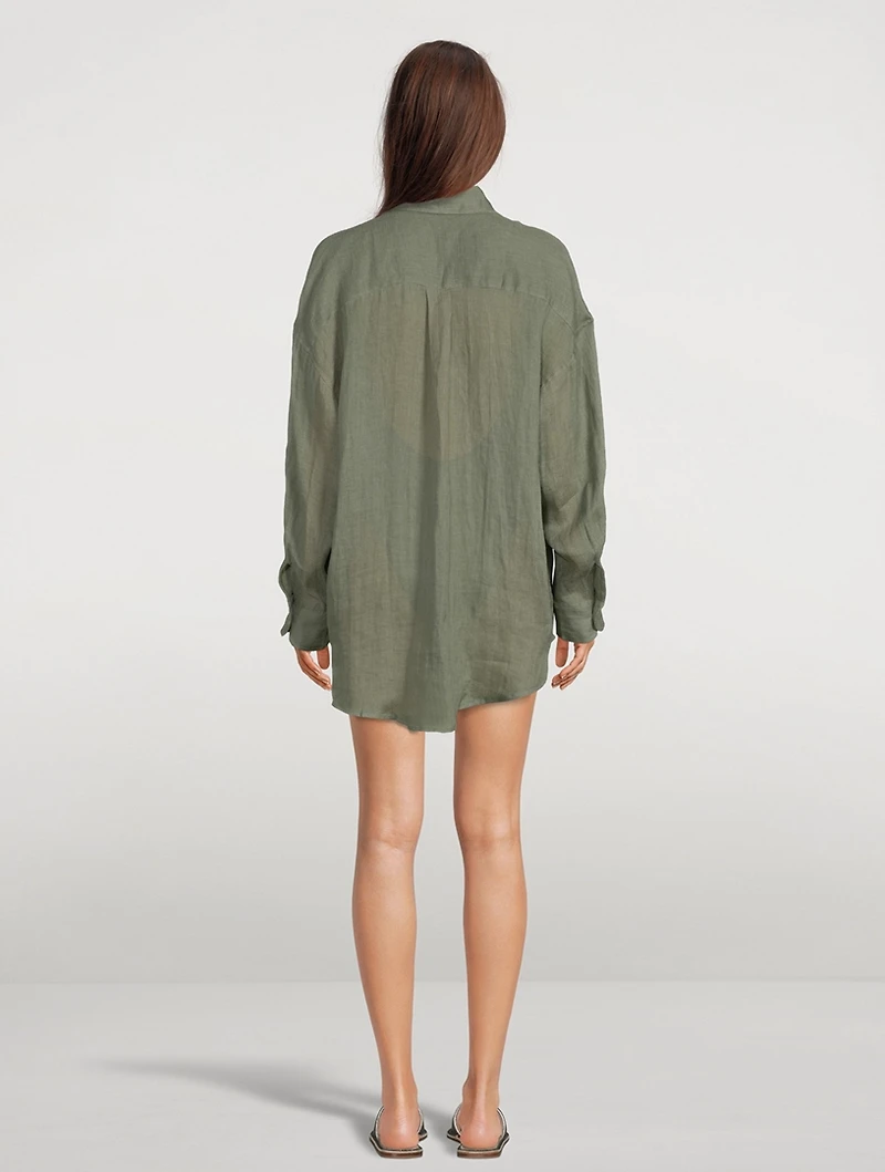 Playa Linen Oversized Shirt Dress