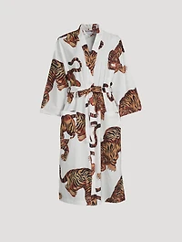 Cotton Wrap Robe Rayas Print