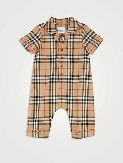 Vintage Check Stretch Cotton Onesie