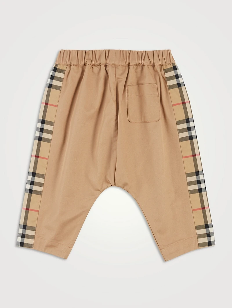 Vintage Check Panel Cotton Twill Pants