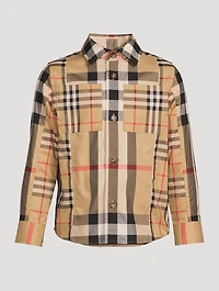 Patchwork Check Stretch Cotton Shirt