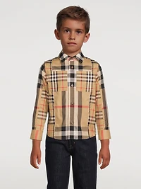 Patchwork Check Stretch Cotton Shirt