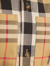 Patchwork Check Stretch Cotton Shirt