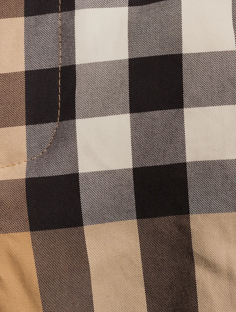 Contrast Check Cotton Cargo Trousers
