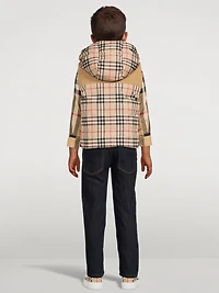 Reversible Check Down Vest With Hood