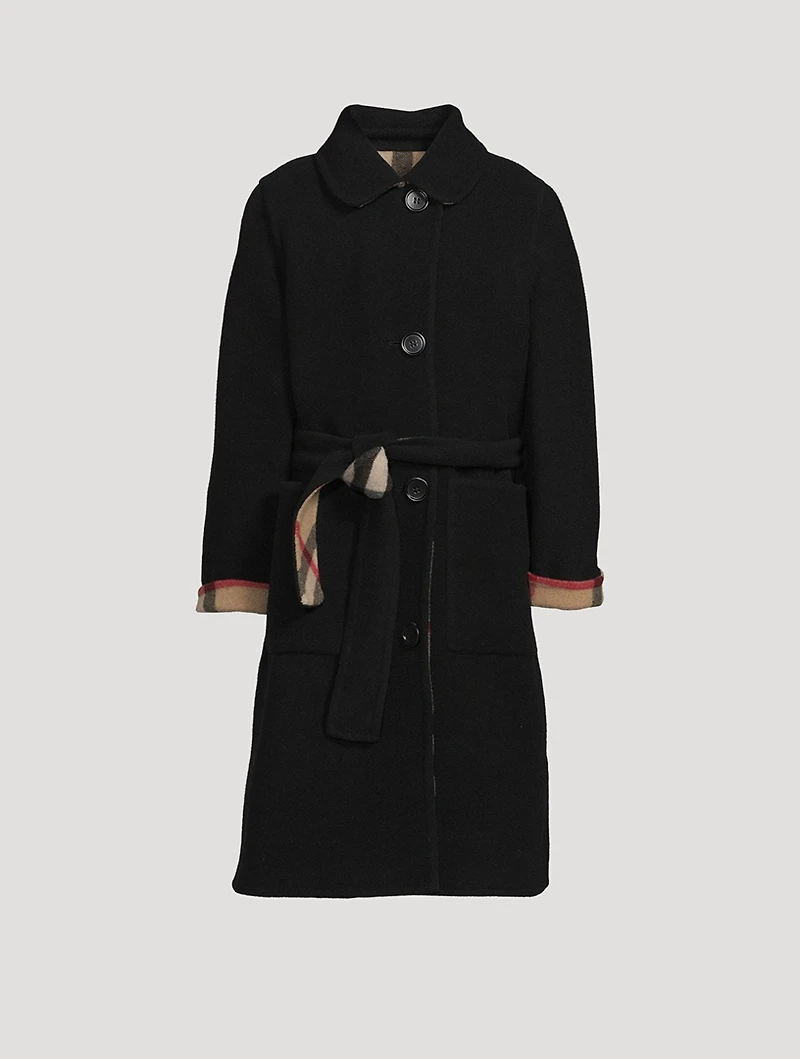 Reversible Check Wool Coat