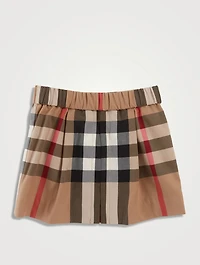 Exaggerated Check Cotton Pleated Skirt