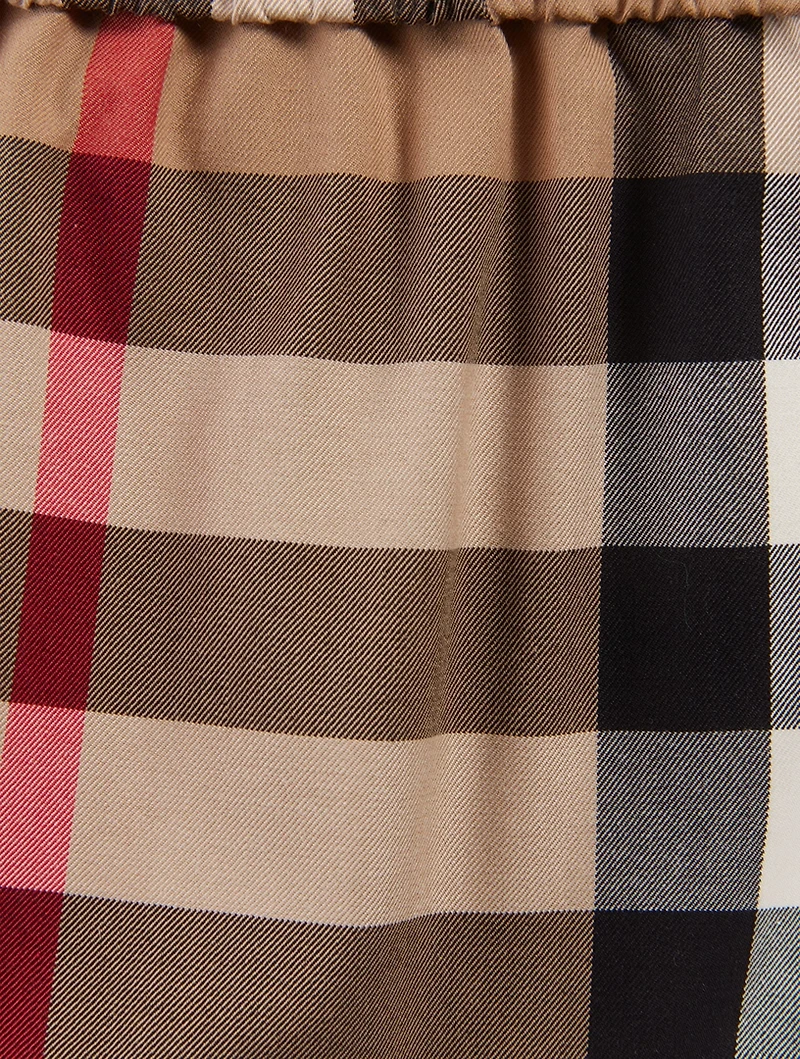 Exaggerated Check Cotton Pleated Skirt