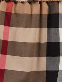 Exaggerated Check Cotton Pleated Skirt