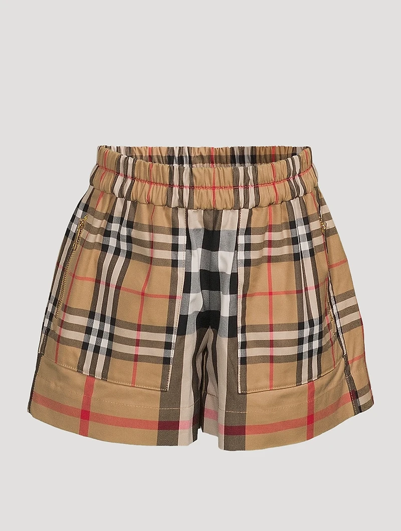 Patchwork Check Cotton Shorts