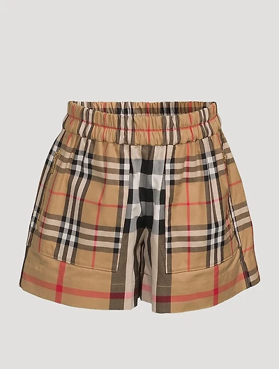 Patchwork Check Cotton Shorts