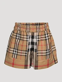 Patchwork Check Cotton Shorts