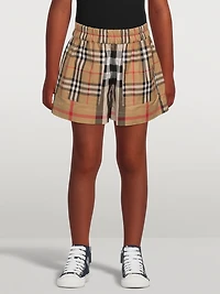 Patchwork Check Cotton Shorts