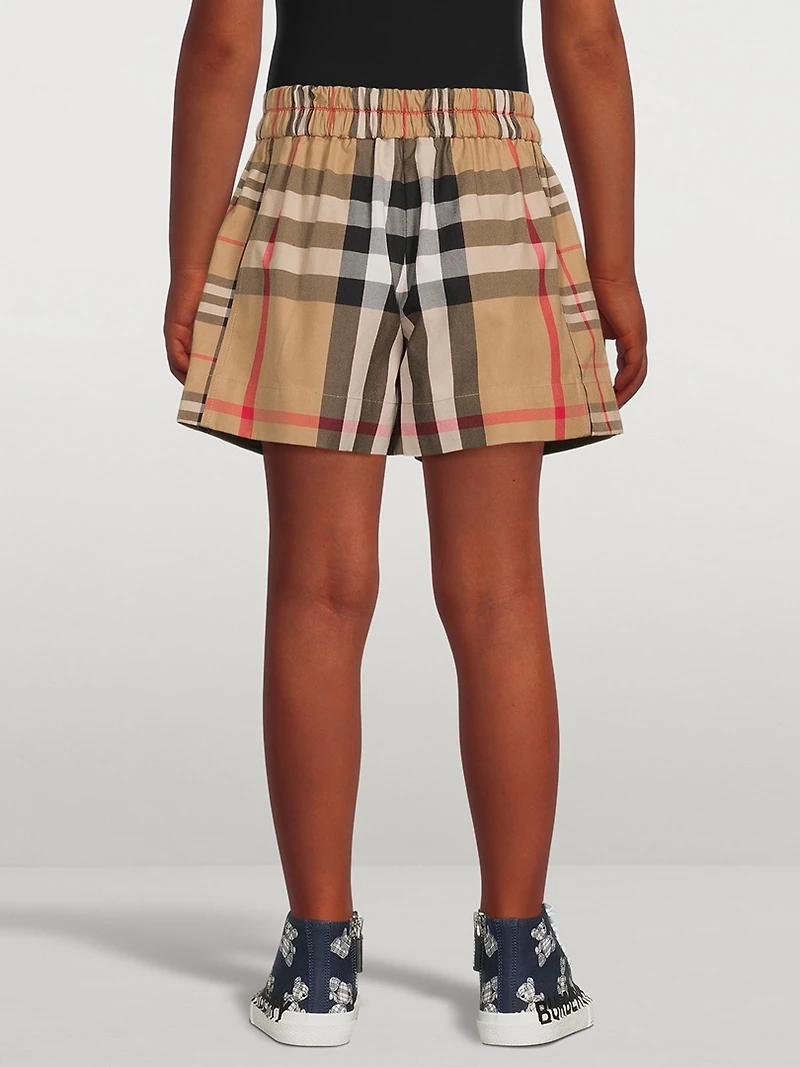 Patchwork Check Cotton Shorts